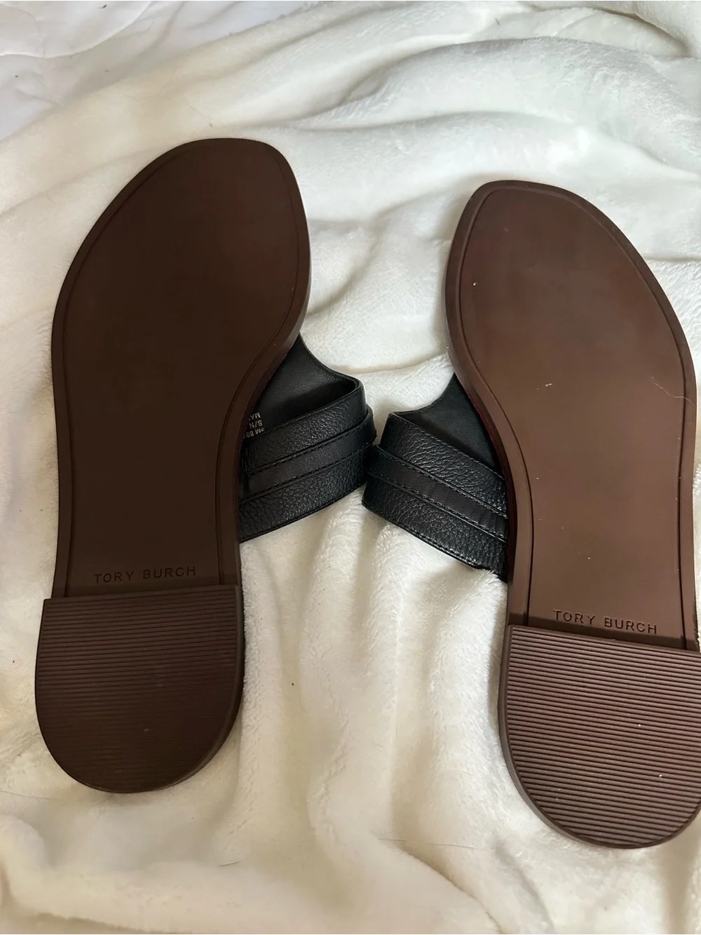 Tory Burch Carson Black Leather Thong Welt Sandals - Size 9